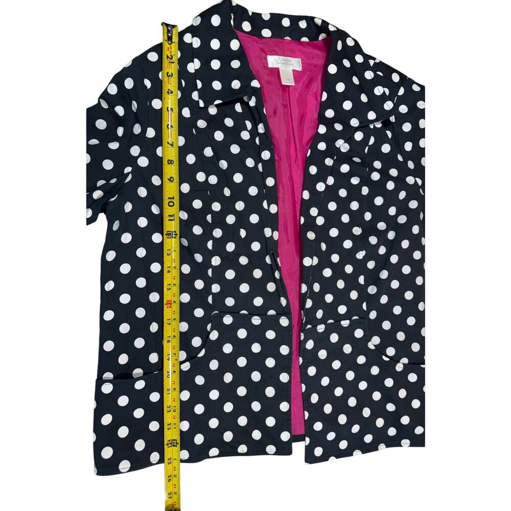 CJ Banks 1X Black Blazer White Polka Dots Lined Pockets - Picture 11 of 11